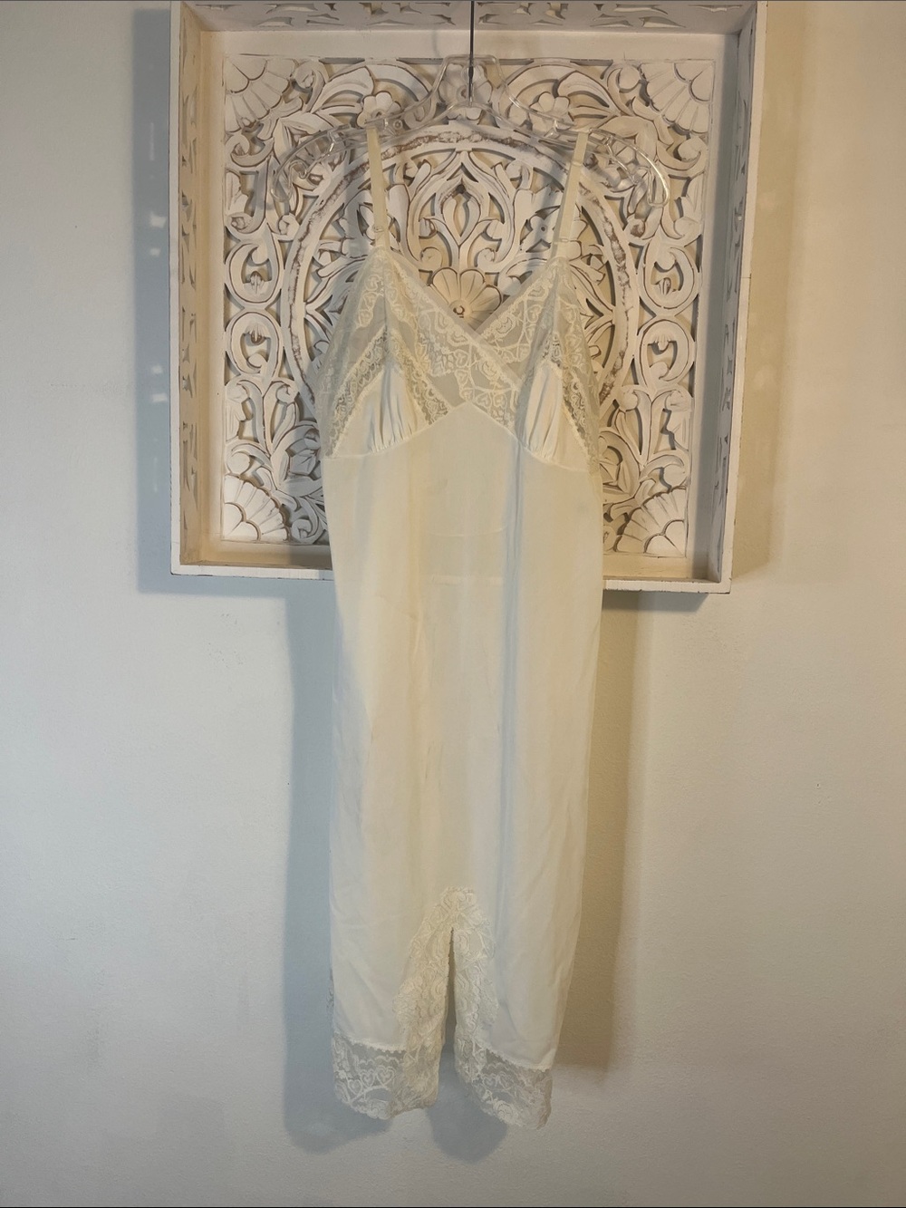 Vintage Lace-Trim Slip Dress in Cream